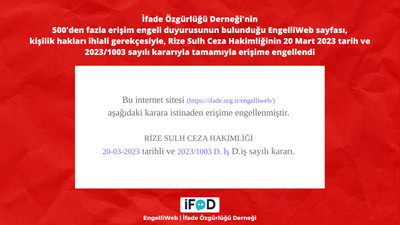 Erişim engellerini duyuran EngelliWeb'e erişim engeli