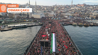 Galata Köprüsü'nde Filistin’e destek yürüyüşü: 'Bu iş ateşkesle bitmez'