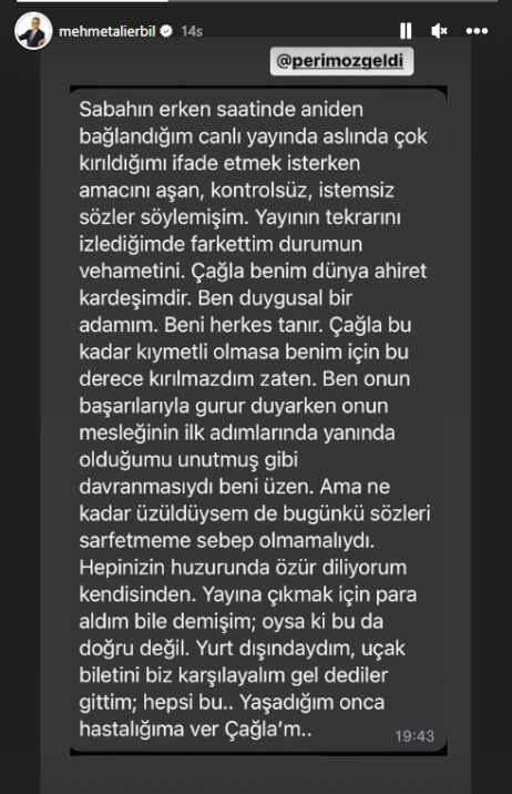 Mehmet Ali Erbil, Çağla Şıkel'den özür diledi: Yaşadığım onca hastalığa ver - Resim : 1