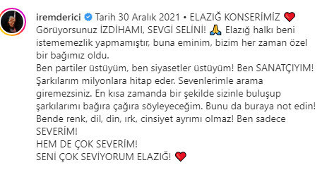 Hedef gösterilen İrem Derici'nin Elazığ konseri iptal edildi - Resim : 1