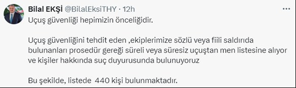 THY kara listesinde 440 kişi olduğunu açıkladı - Resim : 1