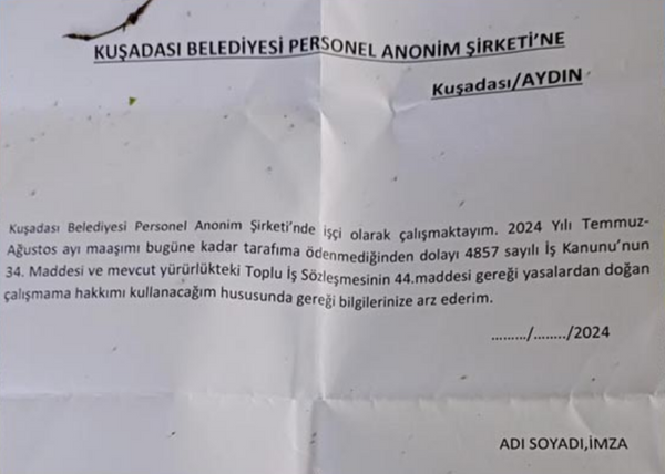 Kuşadası Belediyesi’nde işçiler alacakları için iş bıraktı - Resim : 1