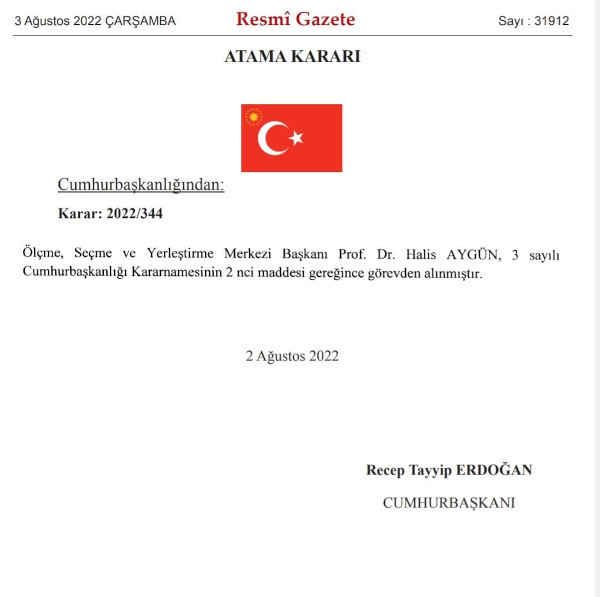 Erdoğan, ÖSYM Başkanı Halis Aygün'ü görevden aldı - Resim : 2
