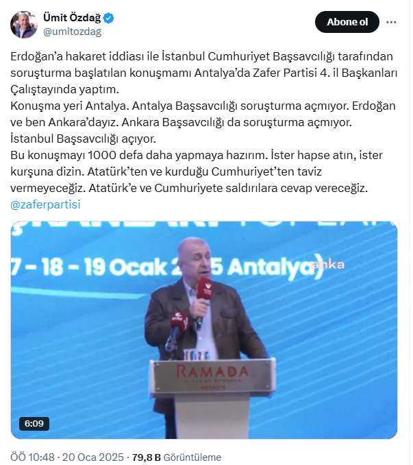Ümit Özdağ'dan soruşturmaya ilk tepki: İster hapse atın, ister kurşuna dizin - Resim : 1