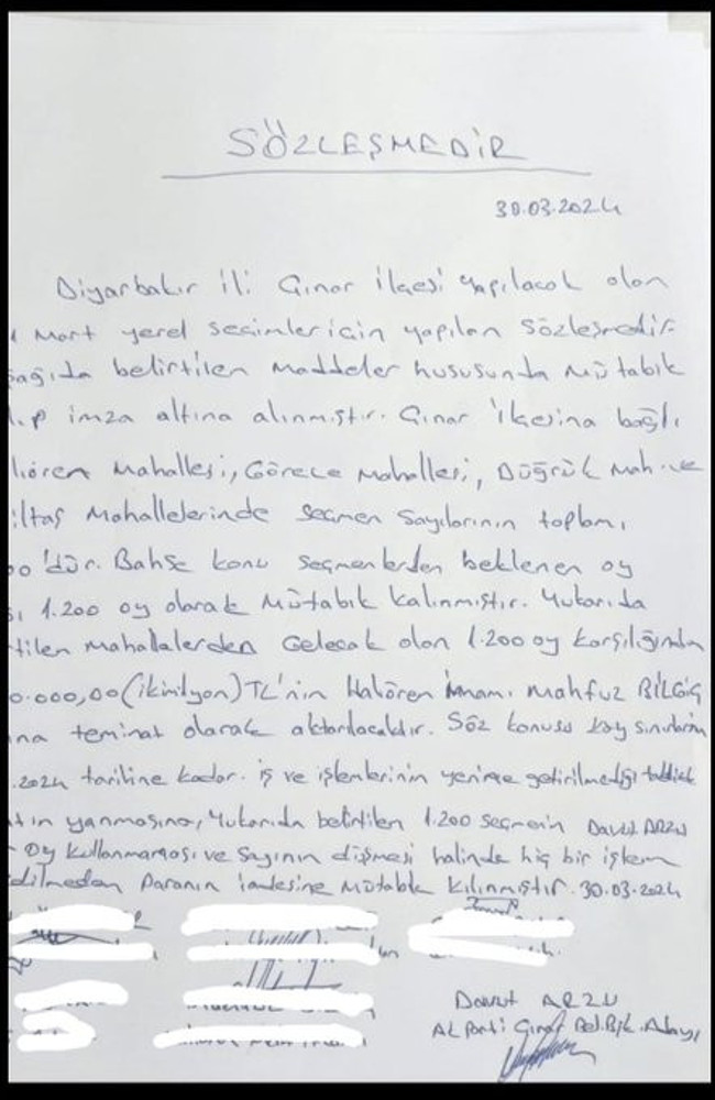 Diyarbakır'da '2 milyon liralık oy sözleşmesi' iddiası - Resim : 1