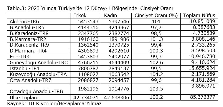 Türkiye'de demografik yapının bölgesel farklılığı  - Resim : 3
