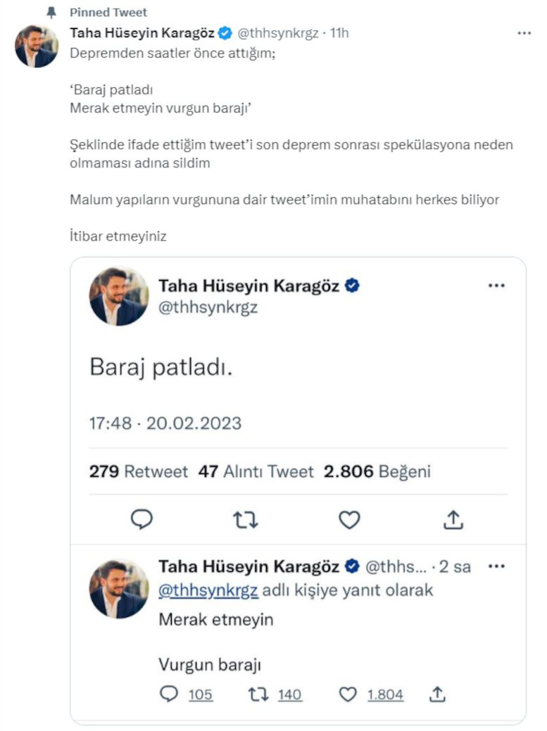 'Baraj patladı' diyen Yeni Şafak muhabiri tweetini sildi - Resim : 1
