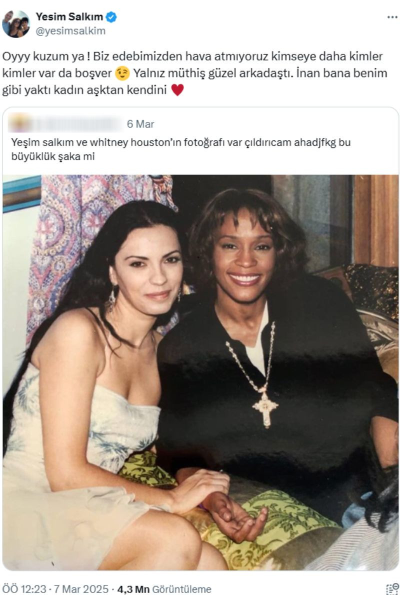 Yeşim Salkım'dan Whitney Houston paylaşımı: 'Daha kimler kimler var' - Resim : 1