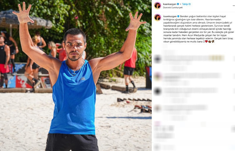 'Survivor 2025'e 3 haftada veda eden Kaan Kazgan'dan günler sonra açıklama: 'Özür dilerim' - Resim : 2