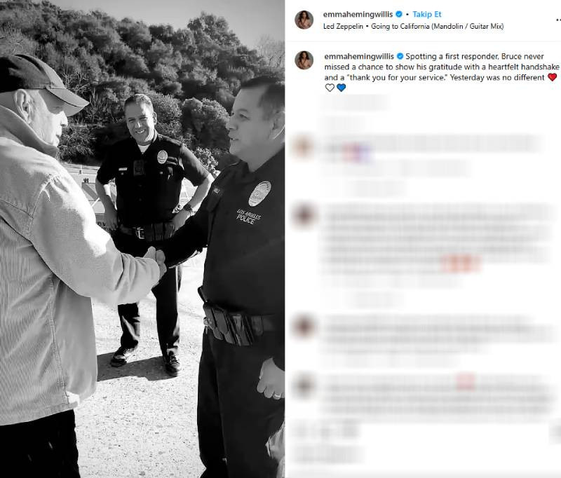 Bruce Willis'ten polislere teşekkür: 100 binden fazla beğeni aldı - Resim : 1