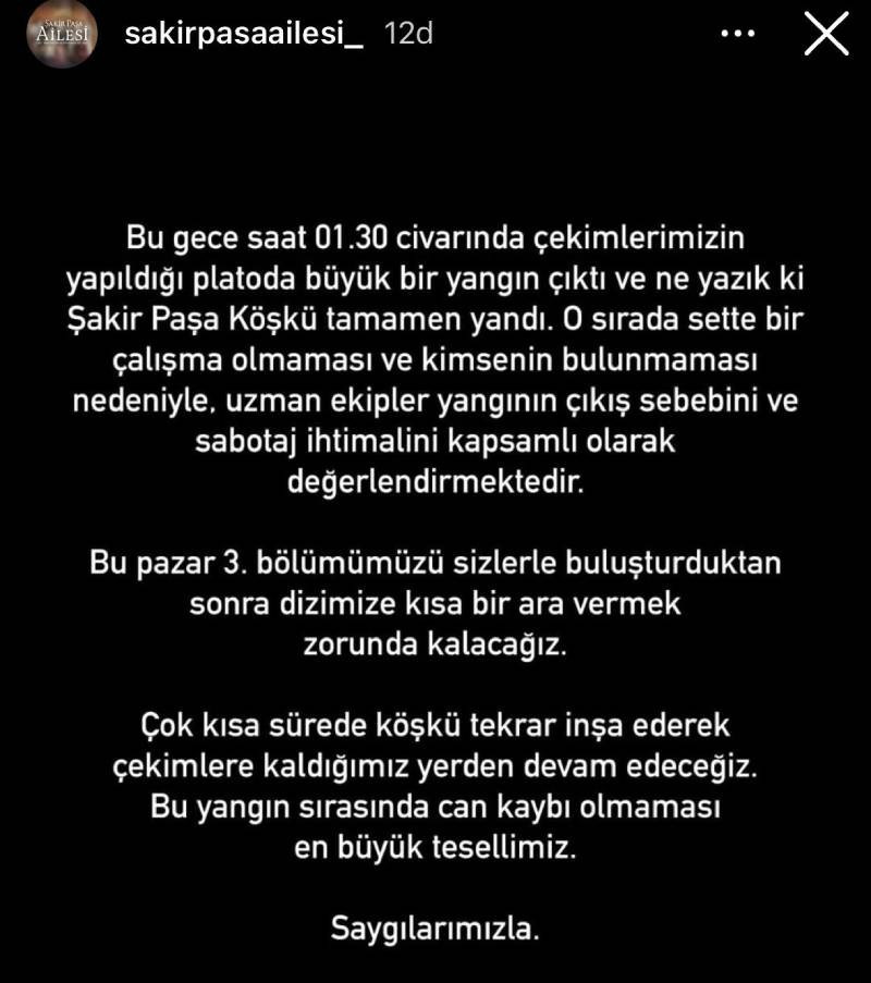 'Şakir Paşa Ailesi' dizisinin çekildiği köşk kül oldu: 'Sabotaj ihtimali değerlendiriliyor' - Resim : 2