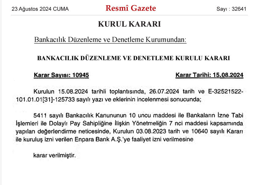 BDDK, yeni bir bankaya faaliyet izni verdi - Resim : 1