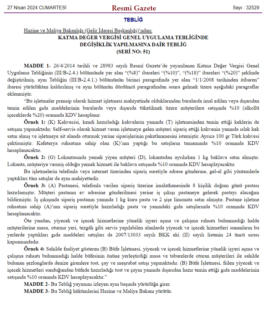 Lokanta ve kafelere KDV zammı - Resim : 1