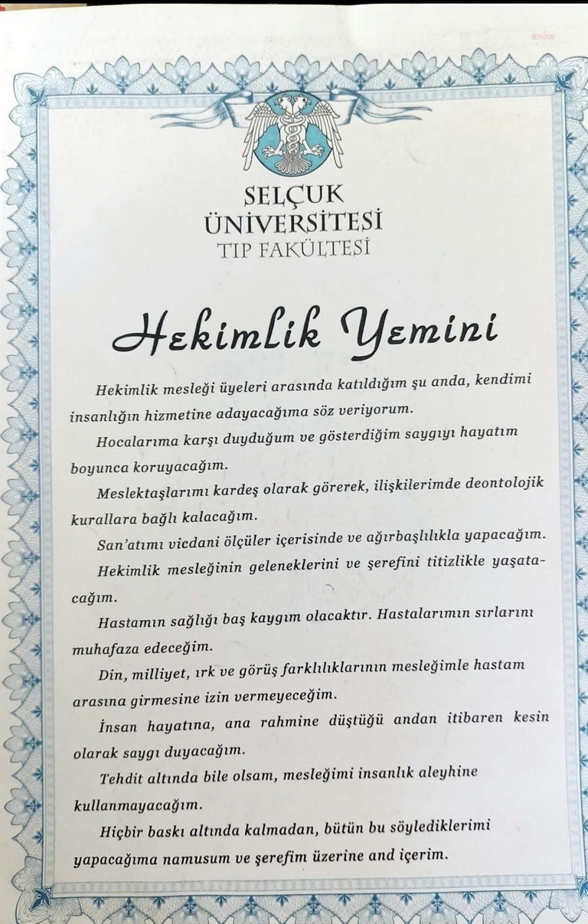 Selçuk Üniversitesi’nde ‘hekimlik andı’ değiştirildi: Orijinali okunurken ışıklar söndürüldü - Resim : 2