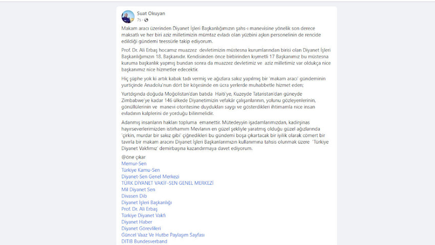 Araba talebi bitmiyor: Diyanet Müşaviri'nden iş insanlarına 'Makam aracı bağışlayın' çağrısı - Resim : 1