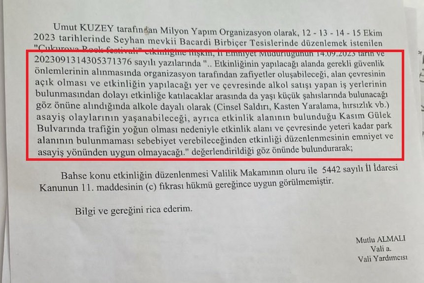 Çukurova Rock Festivali, valilik kararıyla iptal edildi - Resim : 1