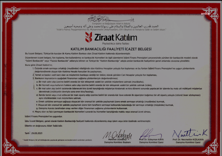 Ziraat Katılım kur korumalı hesaplar için ‘İcazet Belgesi’ düzenledi - Resim : 1