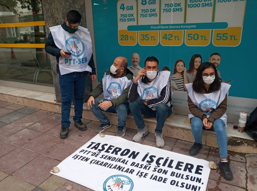 PTT'de eylem: Bizi kim attı diye soruyoruz üç maymunu oynuyorlar - Resim : 1