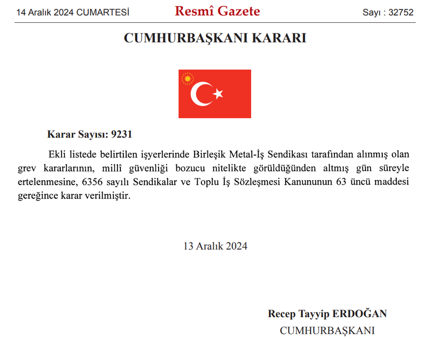 Birleşik Metal-İş'in grevi 60 gün süreyle yasaklandı - Resim : 1