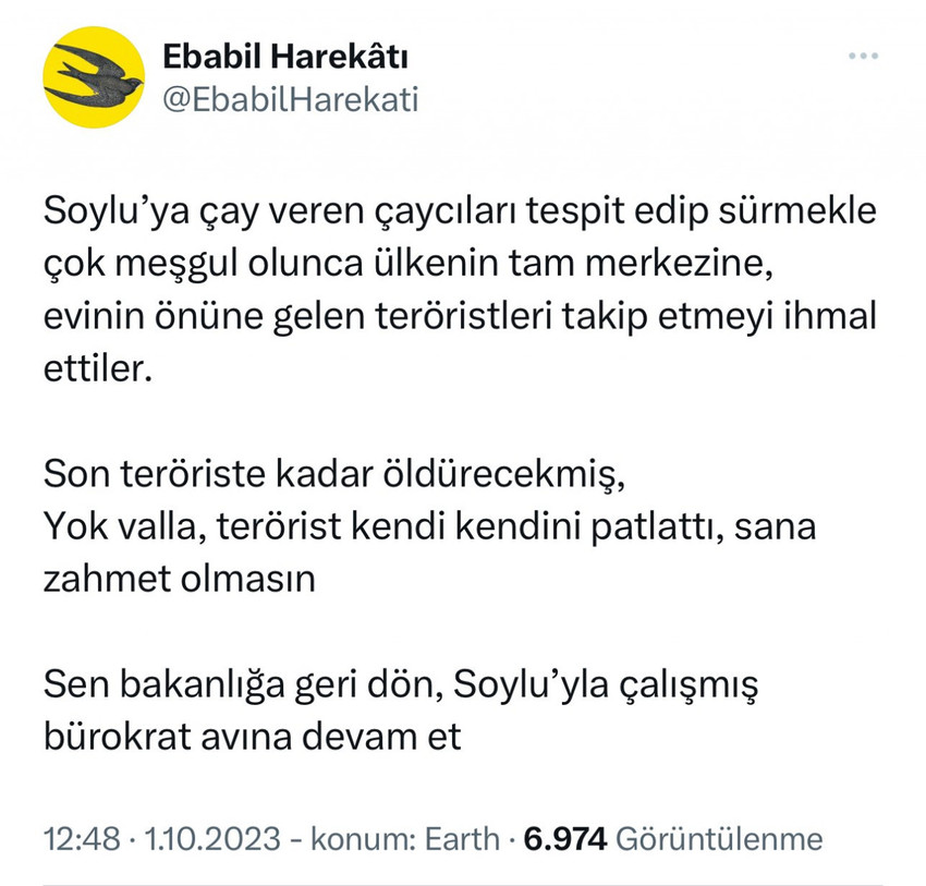 Soylu'ya yakın hesapların hedefi Yerlikaya: 'Sen bürokrat avına devam et, evinin önüne geldiler' - Resim : 1