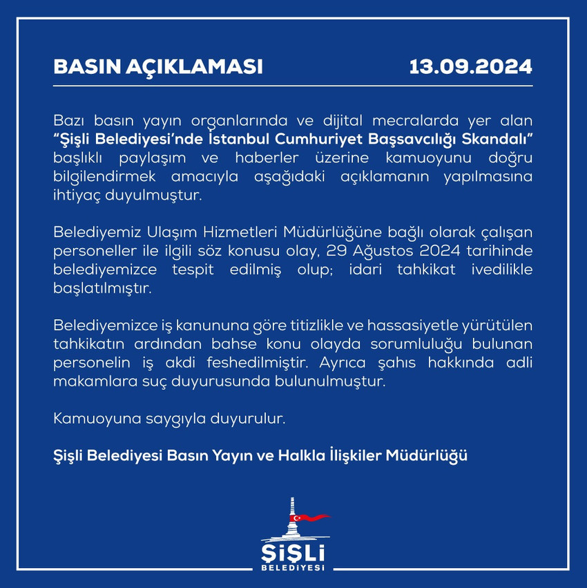 Şişli Belediyesi’nde savcı mührü kopyalayan kişinin iş akdi feshedildi - Resim : 1