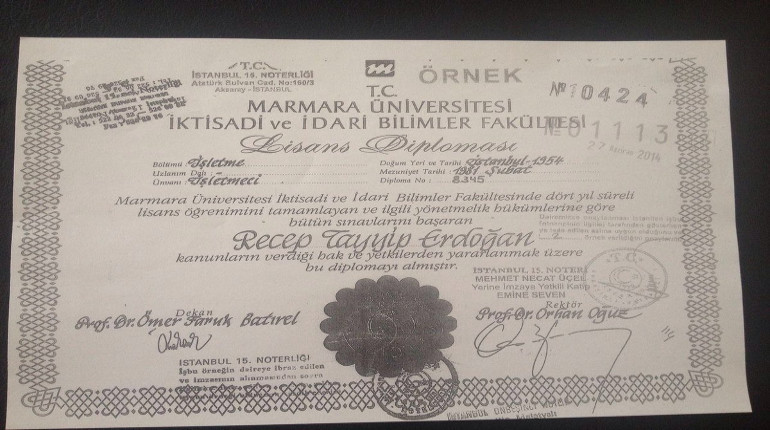 YSK, Erdoğan'ın diplomasını gönderdi