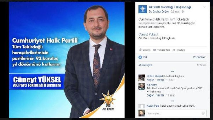 AK Parti İl başkanı CHP’yi fotoğrafla kutladı
