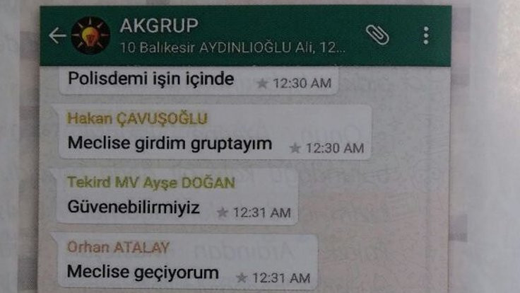 Darbe gecesi AK Partili vekillerin Whatsapp yazışmaları