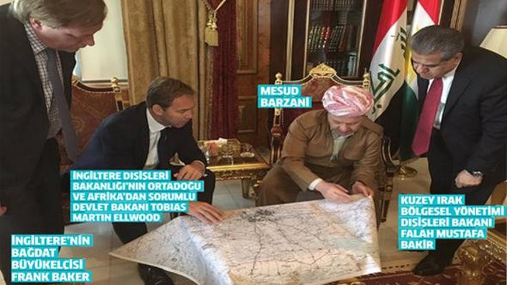Barzani, İngiliz diplomatlarla harita başında