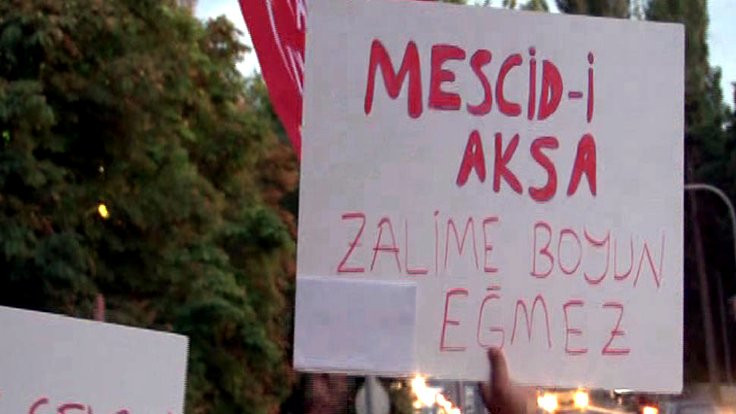 İsrail Büyükelçilik Konutu önünde Mescid-i Aksa protestosu