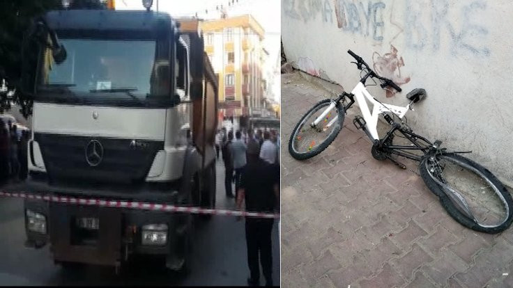 Hafriyat kamyonu bisikletli çocuklara çarptı