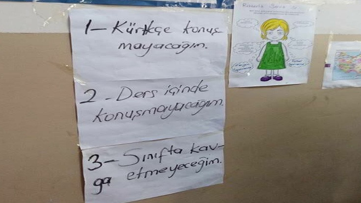 Şırnak'taki okulda 'Kürtçe konuşmayacağım' yazısı!