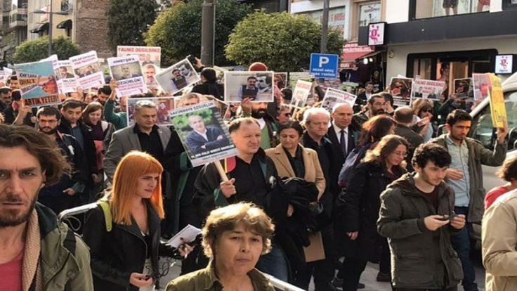 Tutuklu gazeteci, avukat ve akademisyenlerle dayanışma yürüyüşü
