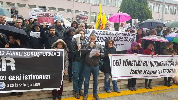 DEÜ Rektörlüğü önünde protesto