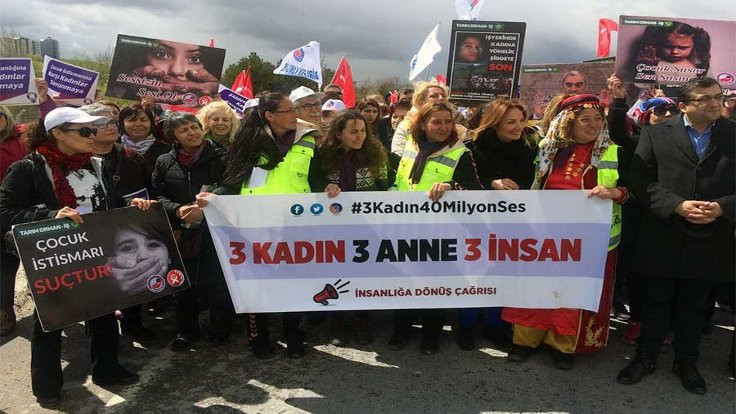 İstismara karşı yürüyen 3 kadın Ankara'ya ulaştı