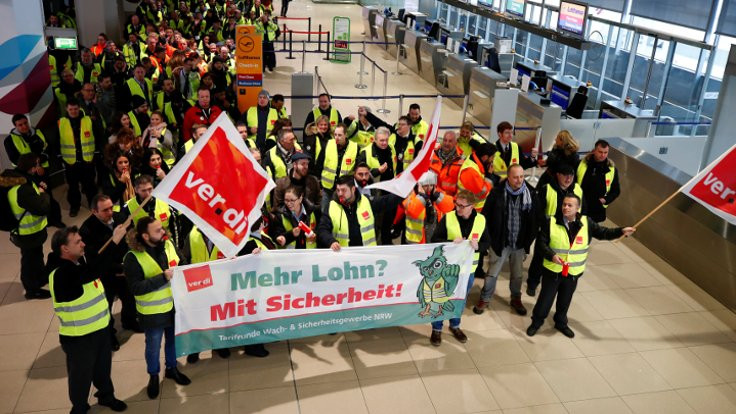 Almanya'da havalimanlarında grev: 640 uçuş iptal edildi