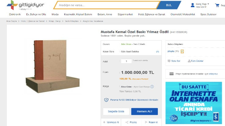 'Mustafa Kemal' kitabını 1 milyona satışa çıkardı!