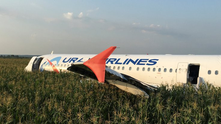 Rus yolcu uçağı mısır tarlasına acil iniş yaptı