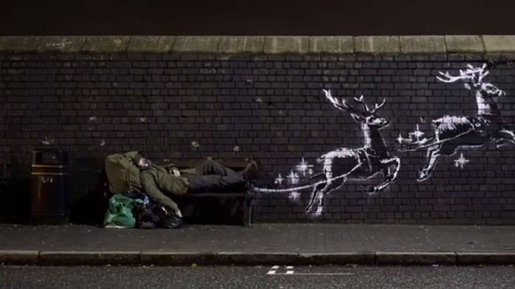 Banksy bu kez evsizlere dikkat çekti