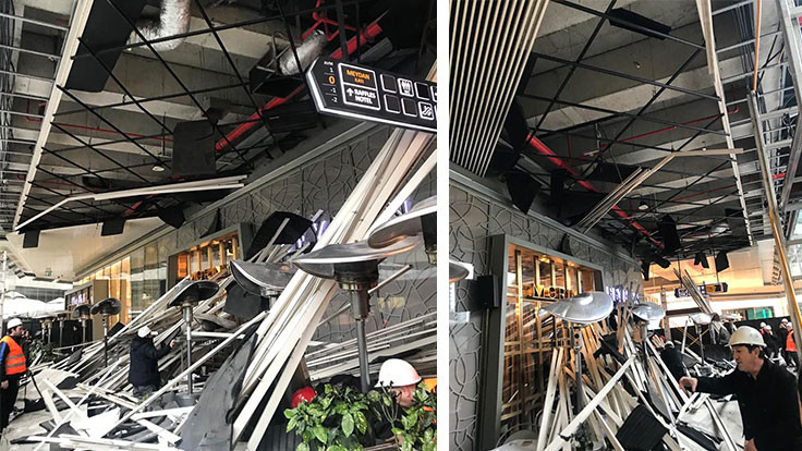 Zorlu AVM'de kafenin çatısı çöktü: 6 yaralı