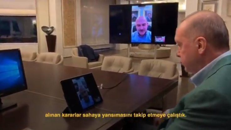 Erdoğan bakanlarla video konferans yaptı
