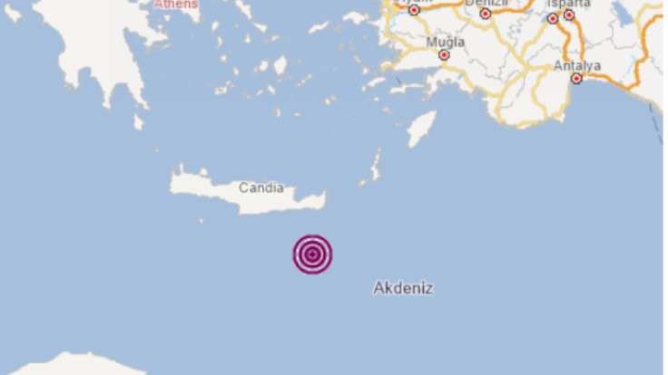 Akdeniz'de altı deprem