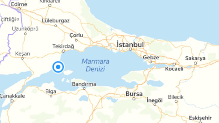 Marmara Denizi Tekirdağ açıklarında deprem