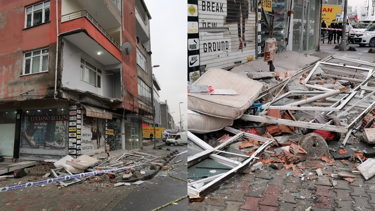 İstanbul'da bir binanın balkonu çöktü