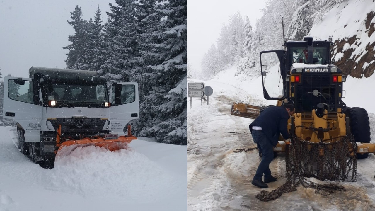 Kastamonu'da kar nedeniyle 111 köy yolu ulaşıma kapandı