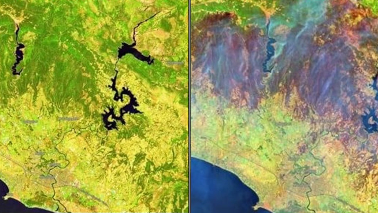Öncesi ve sonrası: Uydudan yangın görüntüleri