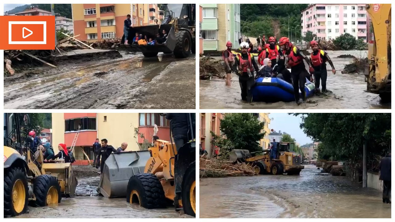 Kastamonu'da sel tahribatı ve tahliye çalışmaları görüntülendi