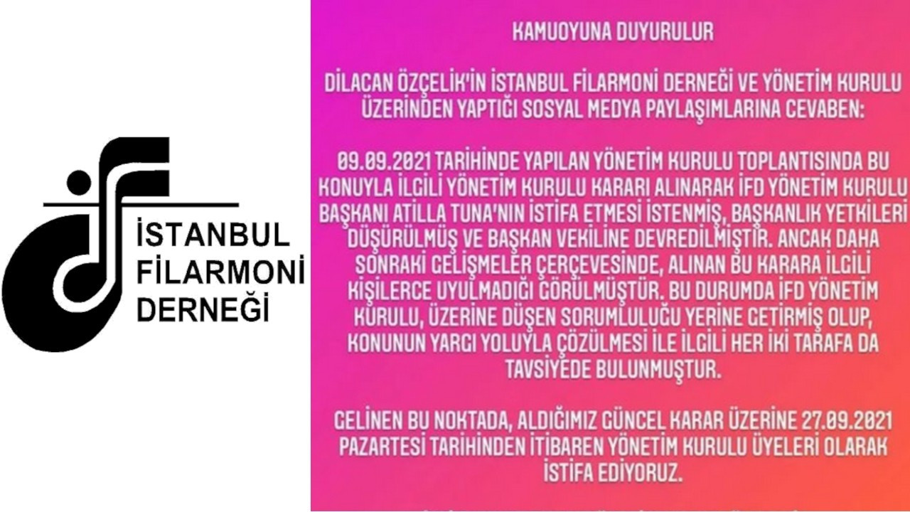 İstanbul Flarmoni Derneği Yönetim Kurulu üyeleri taciz iddiaları nedeniyle istifa etti
