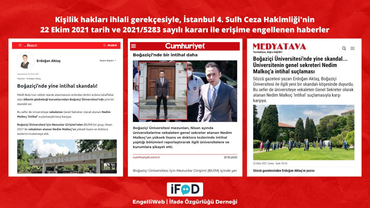 Boğaziçi'ndeki yeni intihal skandalı haberlerine erişim yasağı