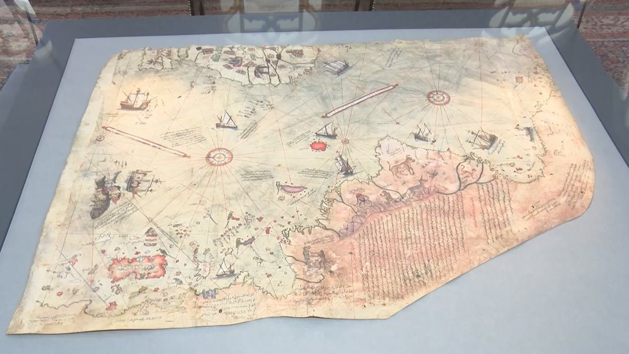 Piri Reis'in dünya haritası Topkapı Sarayı'nda sergileniyor